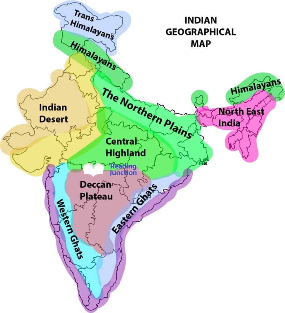 'The Physical Features of India' with Indian Geography Map